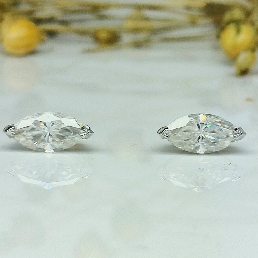 3.6Ct Marquise Cut Moissanite Stud Screwback Earring